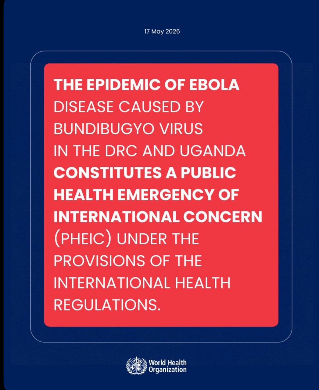 #Ebola Bundibugyo: l’OMS déclenche une urgence sanitaire internationale